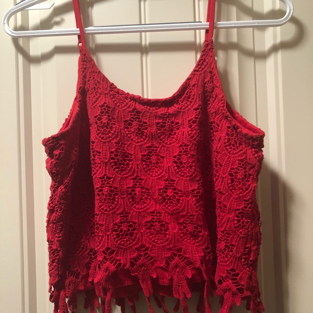 Rue 21 red crochet crop top